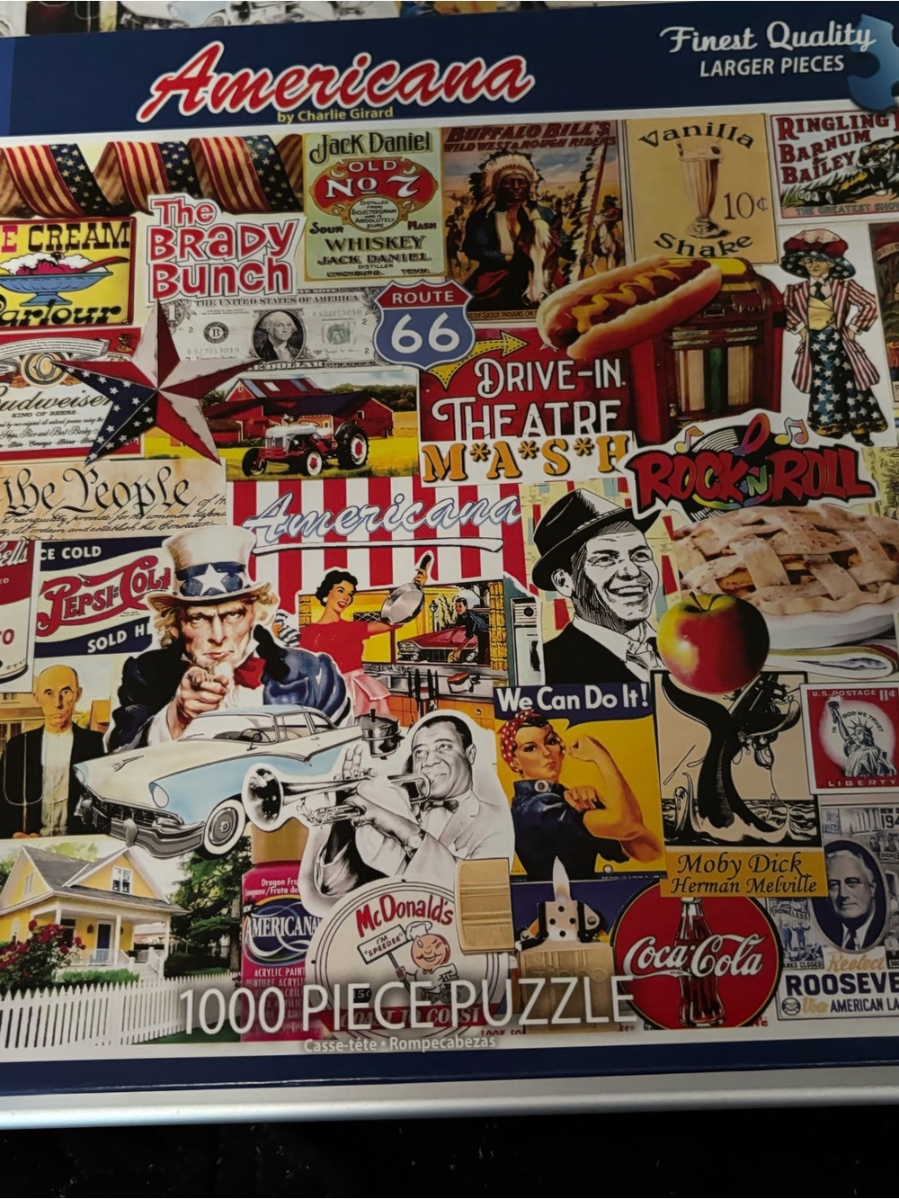 White Mountain Americana Collage Jigsaw Puzzle - Red, Blue, White, Yellow
